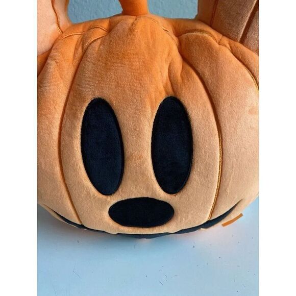 Disney Mickey Mouse Halloween Jack O Lantern Pumpkin Plush Pillow NEW - Picture 3 of 12